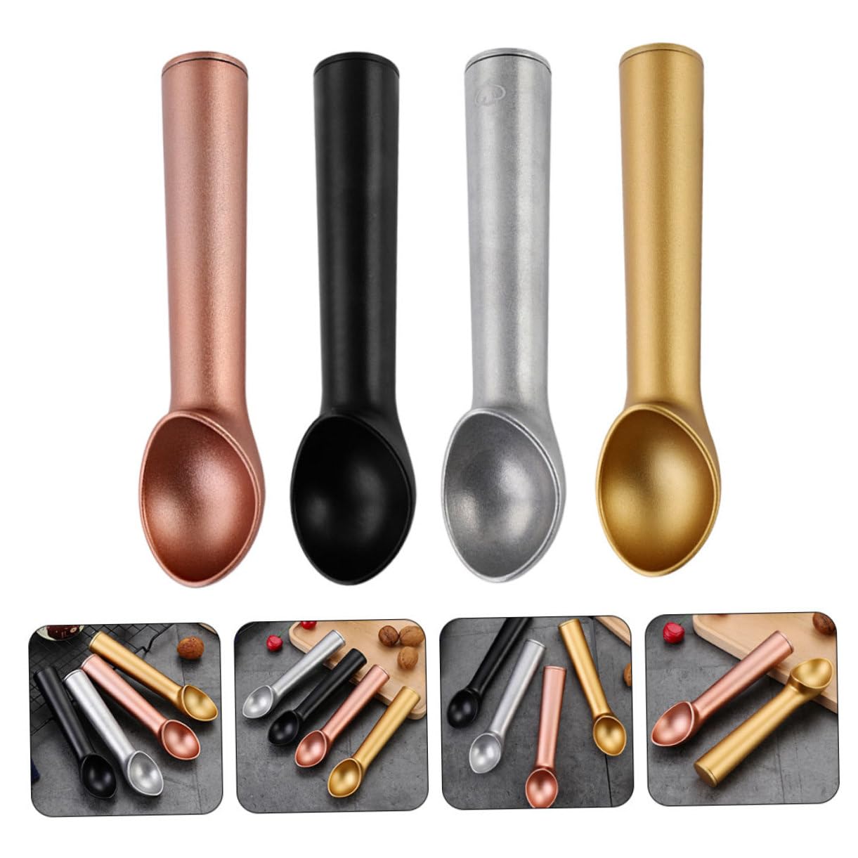 4pièces Cuillère à Glace Aluminium Antiadhésive Set De Cuillères Multifonctionnelles Pour Fruits Et Desserts Pratique Et Pour Et Déguster