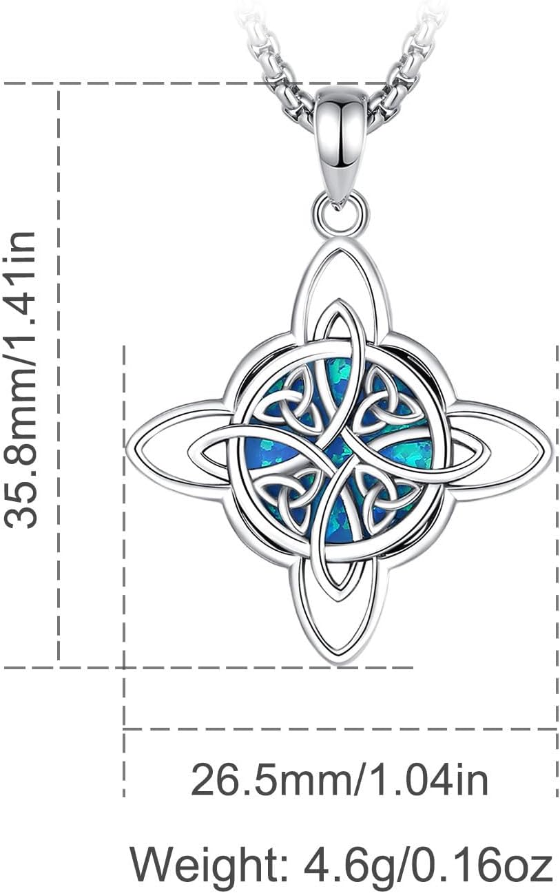 S925 Sterling Silver Witches Knot Santa Muerte Necklace for Women, Celtic Witch Knot Holy Death Patron Amulet Protection Pendant Witchy Skull Grim Reaper Religious Jewelry Gifts for Men Women