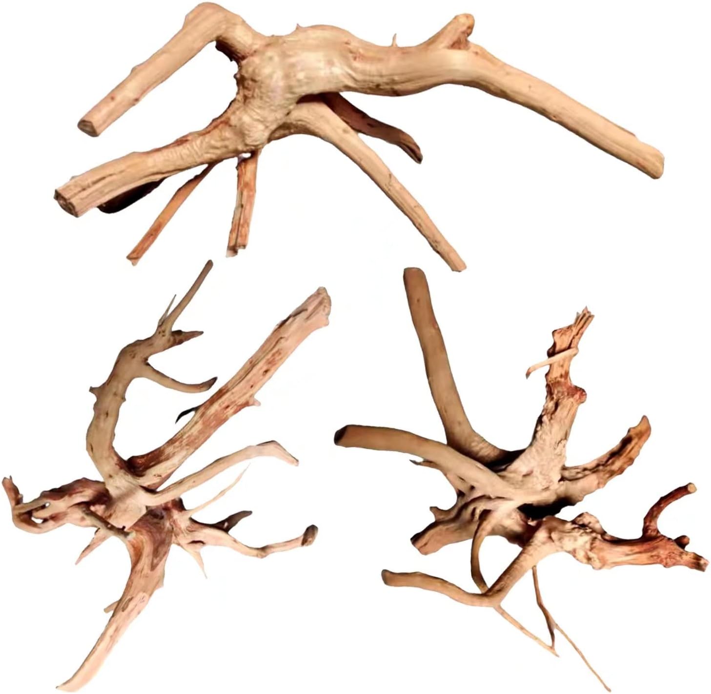 WDEFUN Driftwood for Aquarium Decor 9-14 Inch Length Large Spider Wood Ornament Natural Branches for Fish Tank Decorations 3 PCS