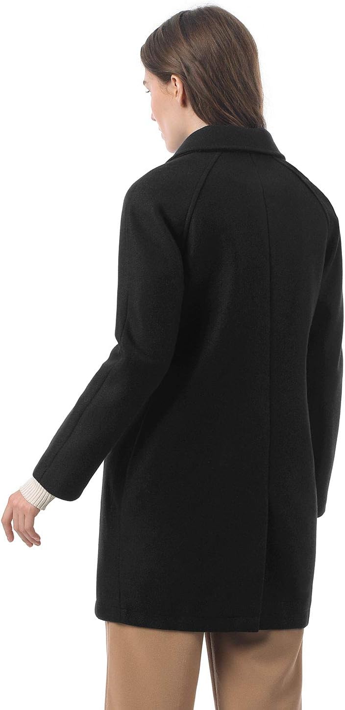 Allegra K Women's Notched Lapel Double Breasted Raglan Winter Coats - Image 5
