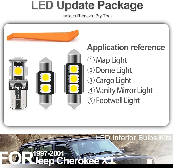 Kit de 14 Bombillas LED Interiores para Jeep Cherokee XJ 1997-2001 miniatura 8