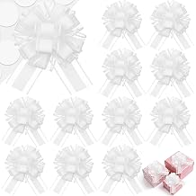 12 PCS 6'' White Gift Bows Large Bows for Gift Wrapping Ribbon, Big Pull Bows for Present Christmas Wedding Baskets Valentine Flower Holiday Decoration