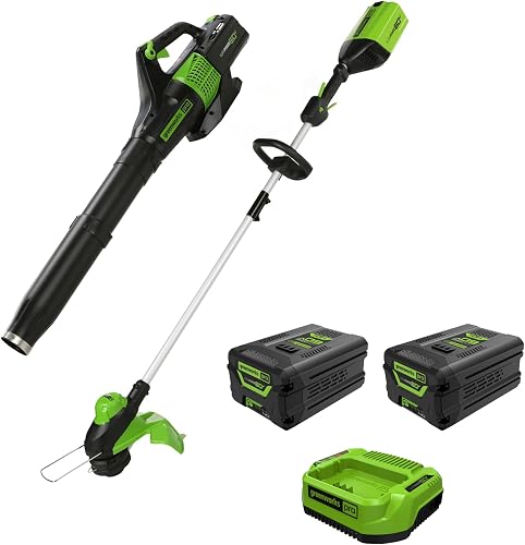 60V 13" String Trimmer + (540 CFM) Leaf Blower Combo, 4.0Ah Battery, Rapid Charger + Bonus 4.0Ah Battery