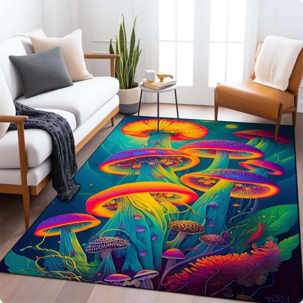 Tapis psychédélique champignons pour salon et tapis de sol de chevet 80x150