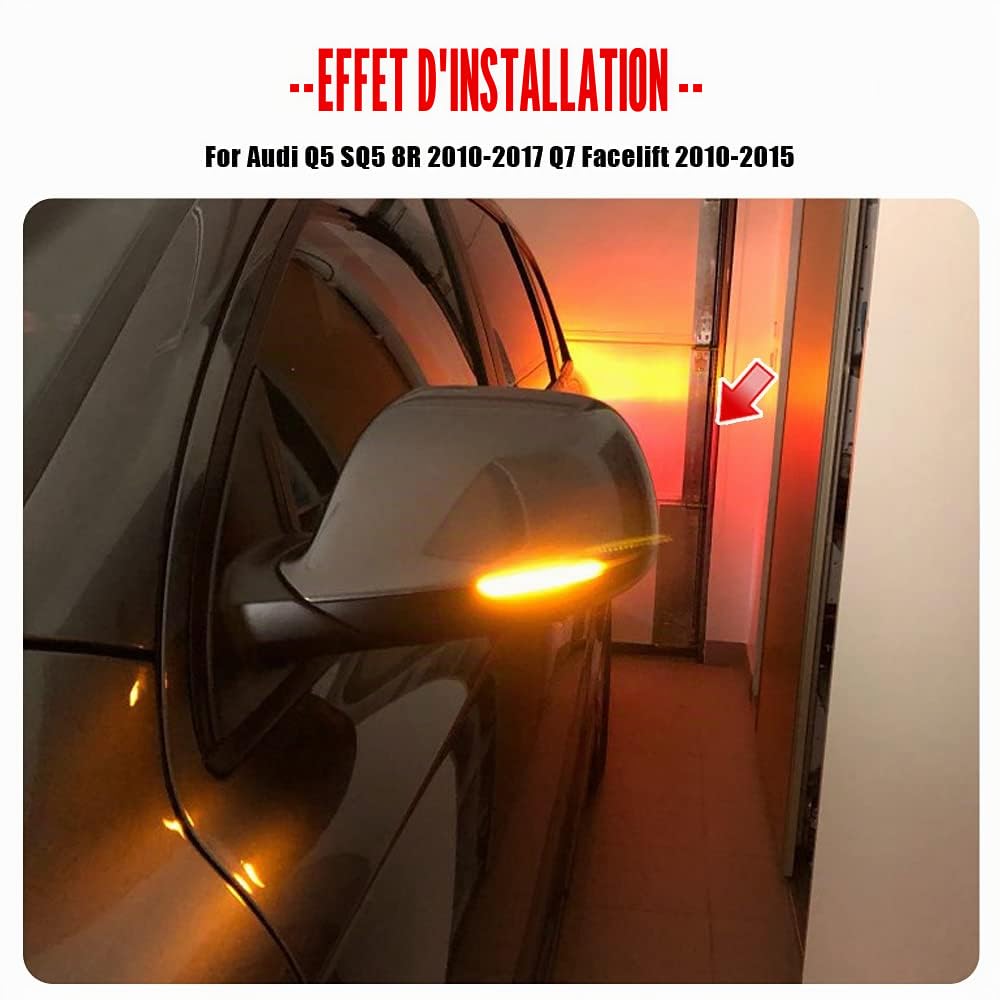 Lumière de clignotant dynamique LED miroir latéral indicateur séquentiel clignotant Compatible avec Au-di Q5 SQ5 8R Q7 4L SQ7