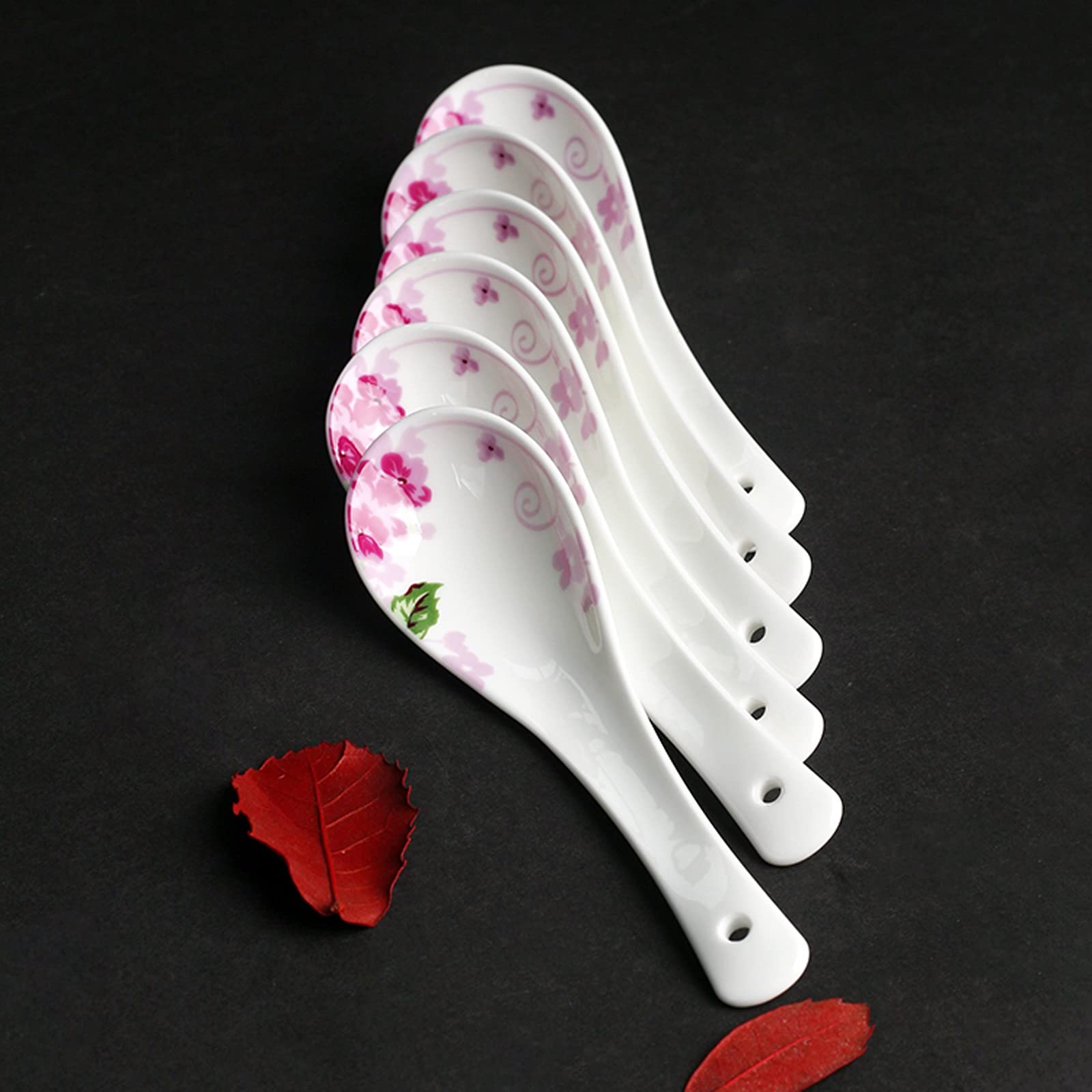 Cucharas de té, cucharas de Postre, 6 Piezas de Porcelana de Hueso for el hogar, cucharas pequeñas, cucharas pequeñas, cucharas pequeñas de cerámica, cucharas pequeñas, cucharas de Sopa