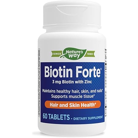 Nature's Way Biotin Forte 3mg with Zinc, 60 Count (Pack of 1)