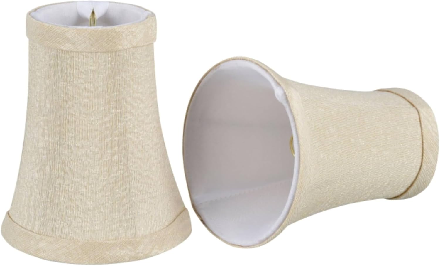 Aspen Creative 30013-2A, Bell Clip-On Chandelier Lamp Shade, Butter Crème, 2-1/2" Top x 4" Bottom x 5" Slant Height, Set of 2