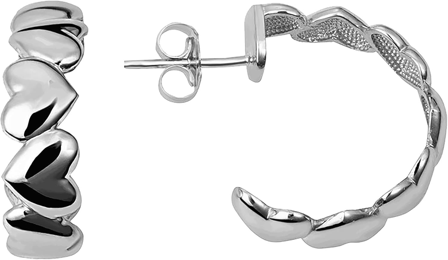 Ladies Solid Gold Heart Earrings 5mm, Available in 14K Yellow Rose and White Gold