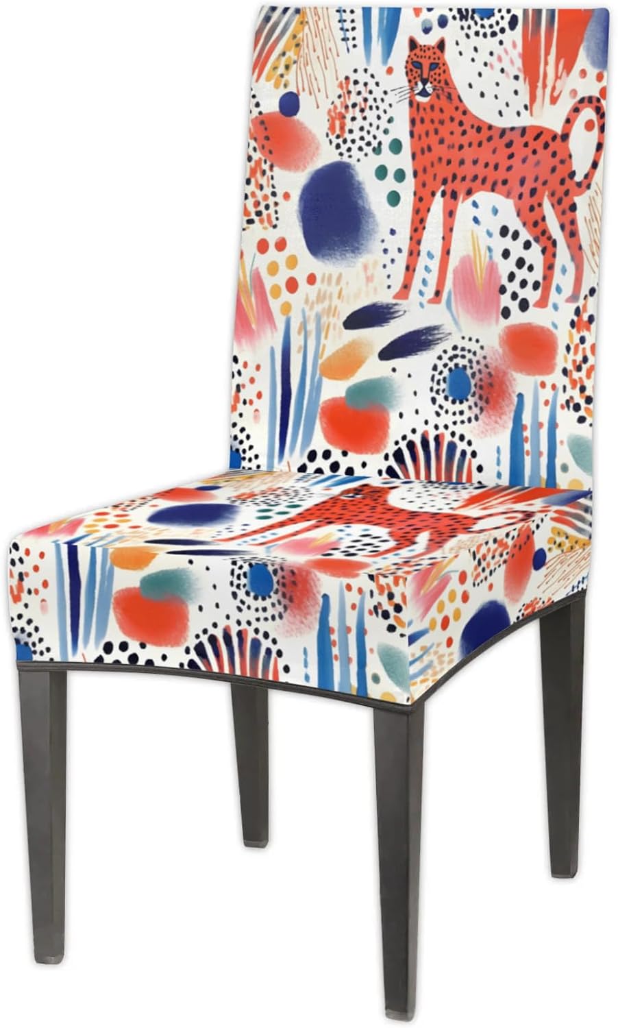 QsirBC Leopard Leaf Abstract Stretch Dining Room Chair Covers Set of 6 Chair Slipcovers Removable Washable Kitchen Seat Covers Chair Protectors for Hotel Party Wedding