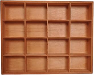 1 Pcs 13.4''x10.6''x2'' Wooden Storage Divider Box Showcase Display Box Organization Tabletop Box with 16 Compartments for Home Craft Office Kitchen Storage (Vintage Color)