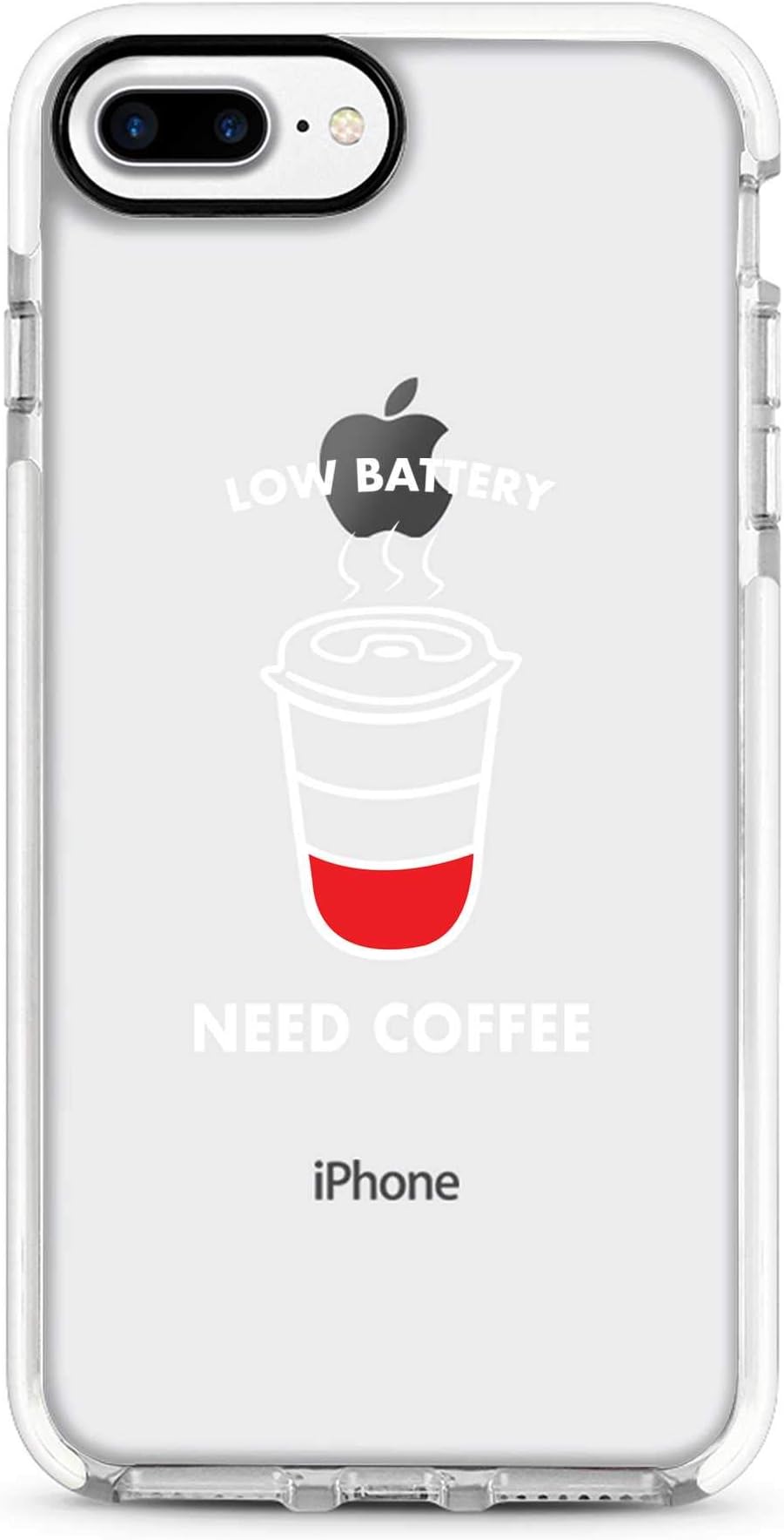 Stylizedd Slim Case Compatible With iPhone 7 Plus, Thin Drop Proof Military Grade Protection And Transparent Dual-Layered Shockproof Cover Bumper - Low battery need coffee