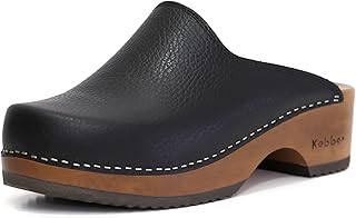 Edith - Handmade Wooden Clogs with Genuine Leather | Arch Support and Comfortable Fit | Chilean Tepa Platform and EVA Sole |Made in Villarrica, Chile