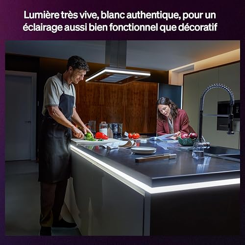 Philips Hue OmniGlow LED Strip 3m microLED – 2700 lumens – Vivid Colours and White Light – Flexible Interior Lighting – Even Light – Can be Cut to Size – App and Voice Control - 3