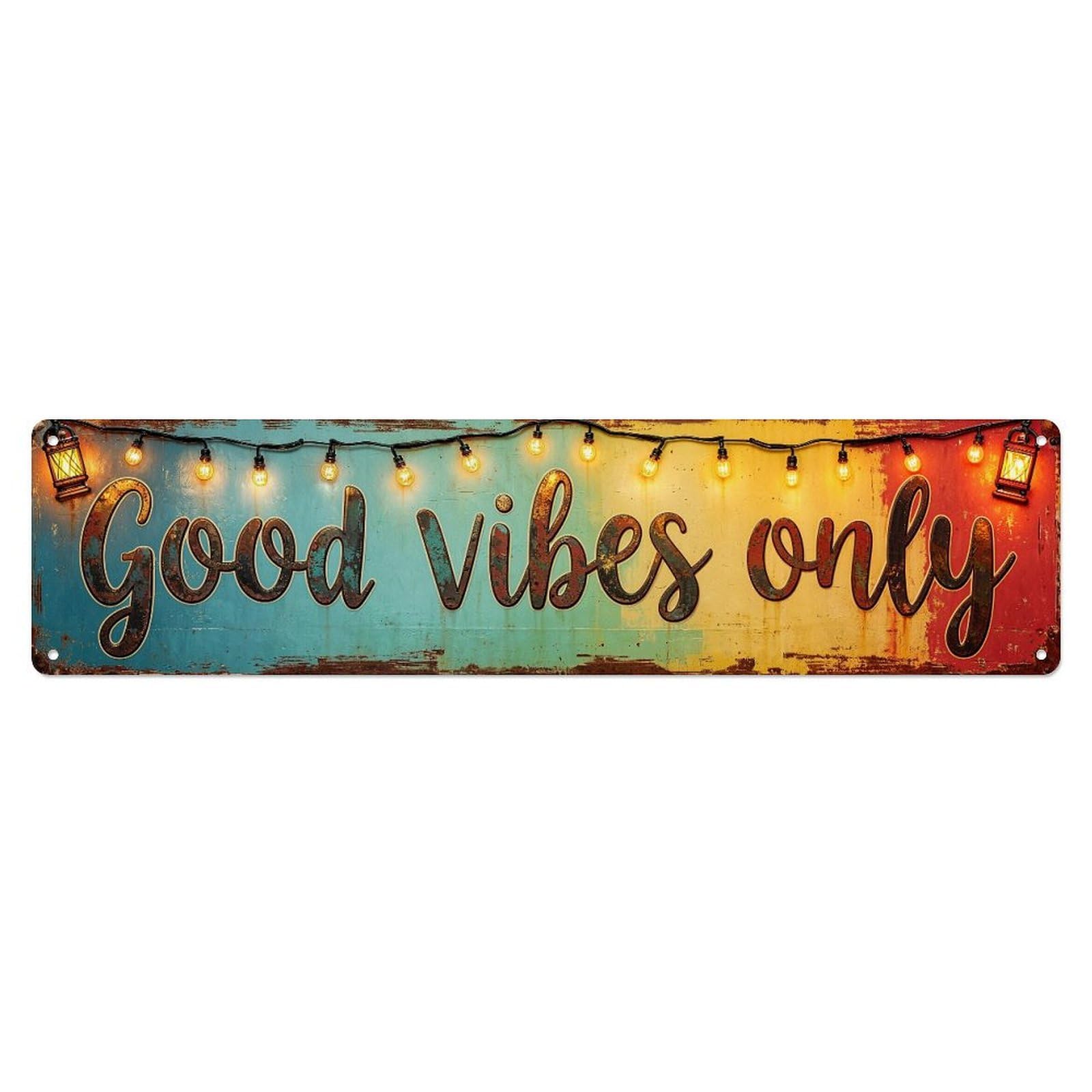 Good Vibes Only Sign Pattern Metal Tin Sign Plaque