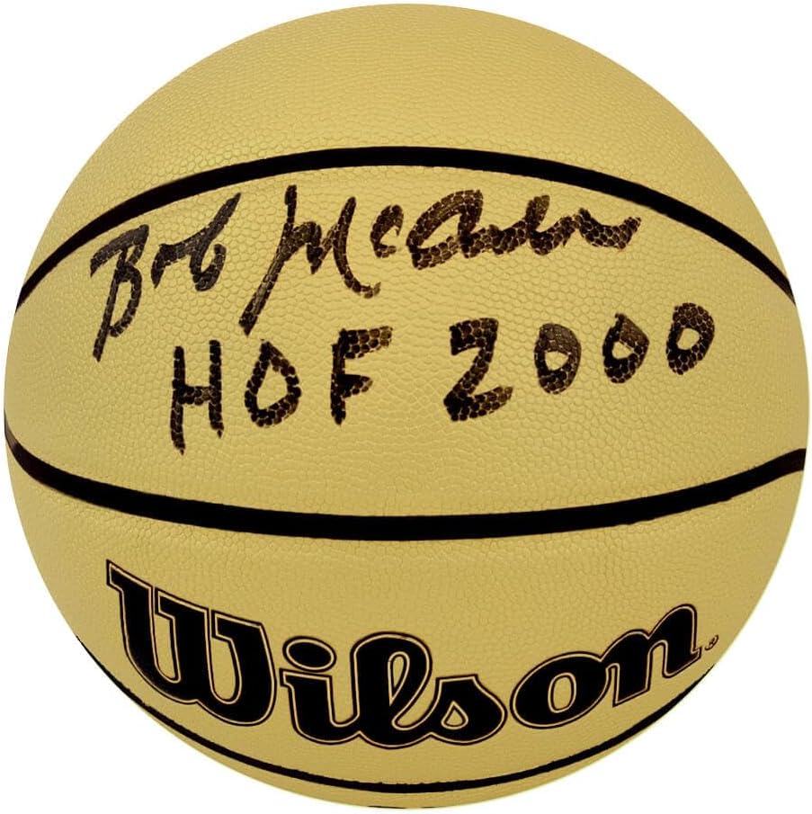 Bob McAdoo Signed Wilson Gold Full Size N.B.A Basketball w/HOF 2000 - Schwartz Authenticated