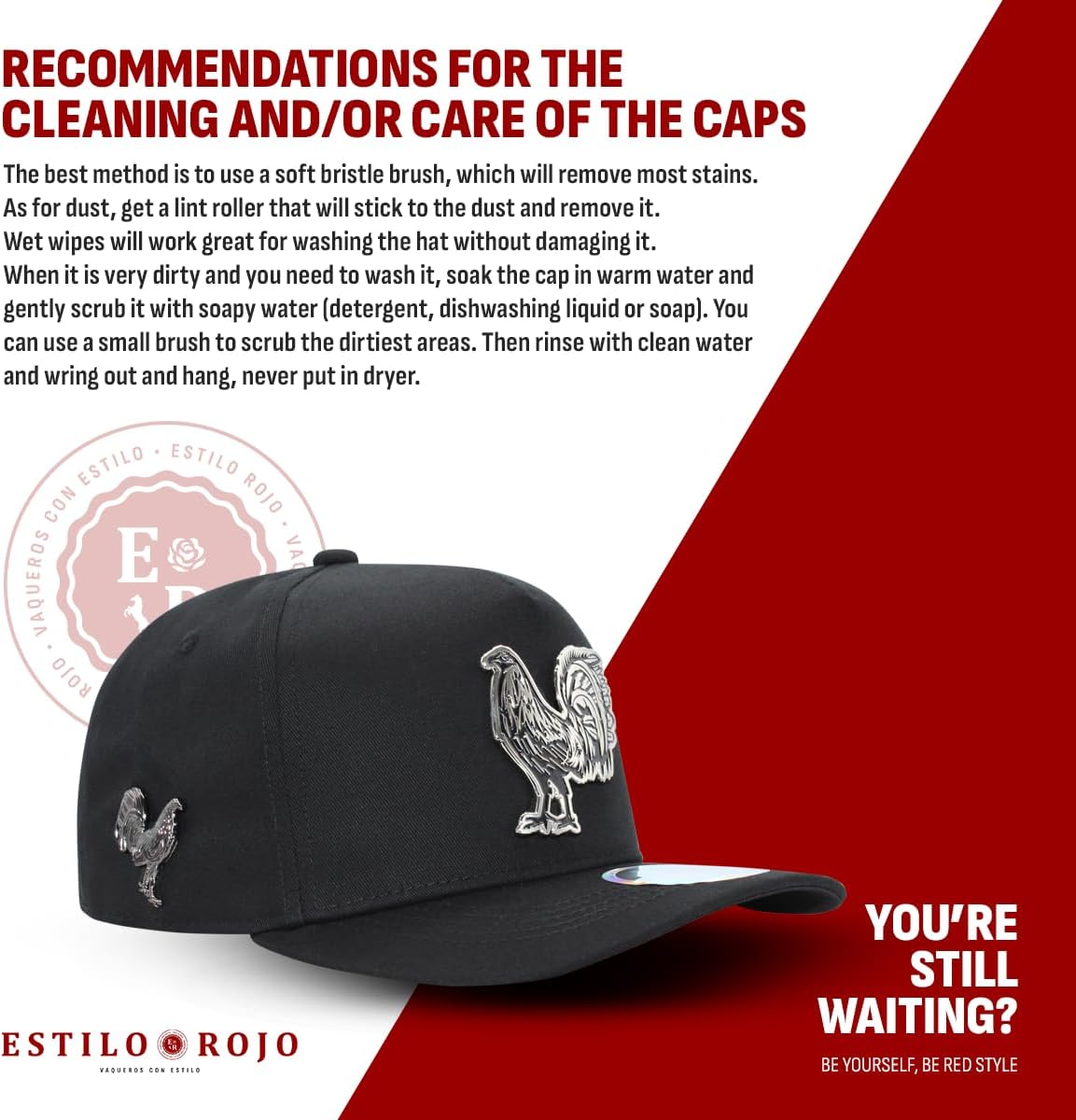 Hats FT108 Gallo Black Baseball Cap - Premium Rooster Hat for Men and Women, Ball Caps for Men for Any Occasion, Rooster Trucker Hat, Gorra para Hombre Ajustable