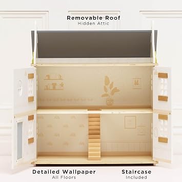 Le Toy Van - Bay Tree Doll House Large Wooden Doll House | 3 Storey Wooden Dolls House Play Set - Suitable For Ages 3+ | wooden doll house, large play set, role play toy, suitable for age 3 years