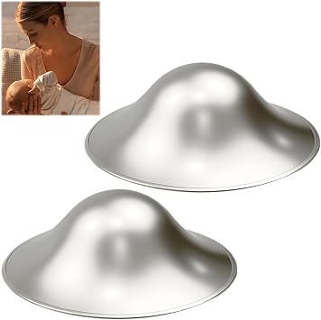 2Pcs Silver Nipple Shields for Breastfeeding 925 Sterling Silver Nipple Cup | Essentials Breast Shields for Nursing Newborns Guards and Pads Soothe Sore Nickel Free Sensitive Nipples Protection