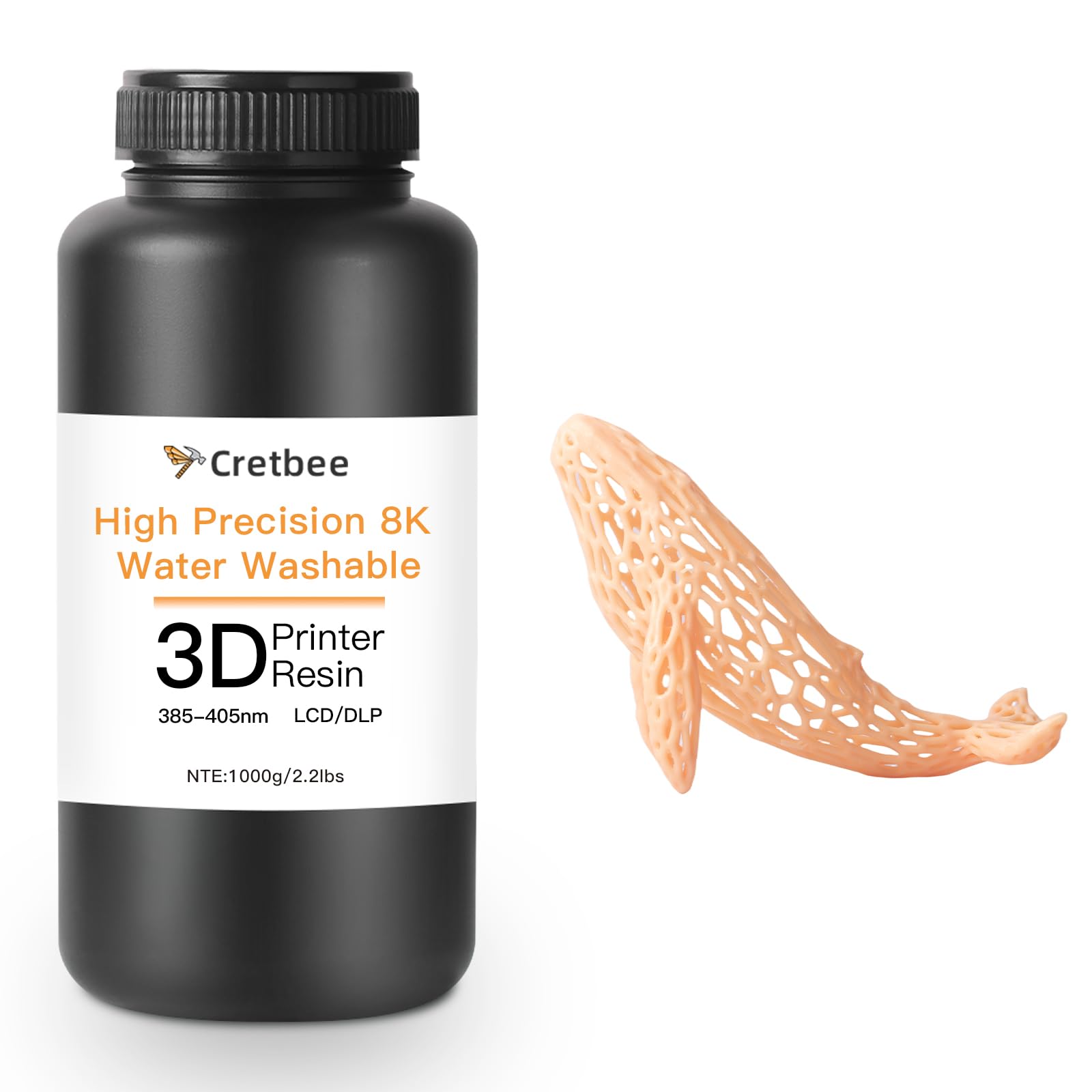 Stampante 3D migliorata HD 8K con resina lavabile in acqua, 405 nm di indurimento UV veloce, resina fotopolimerica ad alta precisione e veloce per stampa LCD/DLP 3D (beige)