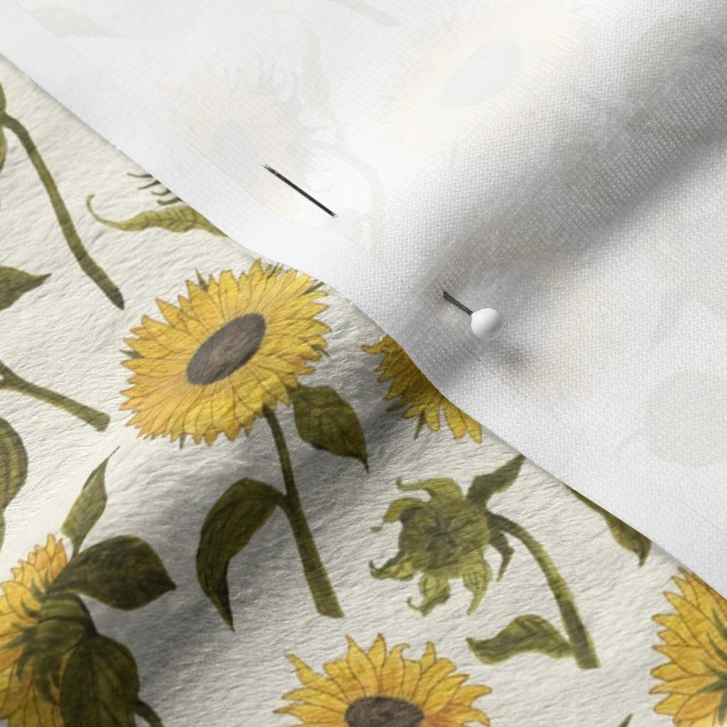 Spoonflower Fabric - Sunflower Yellow Small Floral Sunflowers Garden Field Flowers Printed on Minky Fabric by The Yard - Sewing Baby Blankets Quilt Backing Plush