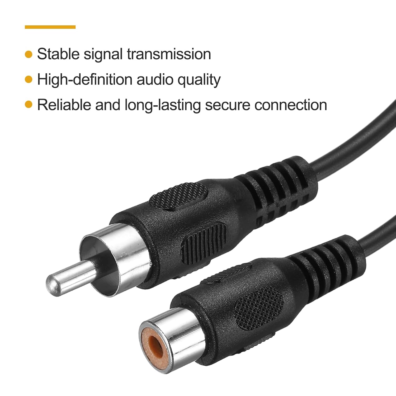 MECCANIXITY 0.7FT RCA to Bare Wire Speaker Cable, 22AWG Replacement Black RCA Male Female Plug to Open End Pigtail Audio Cable Connector Adapter for Amplifier, Home Audio Speakers, Pack of 4