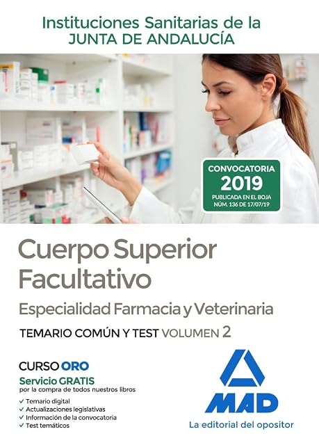 Portada de Cuerpo superior facultativo de las instituciones sanitarias de la junta de andalucía, especialidad farmacia y veterinaria. Temario