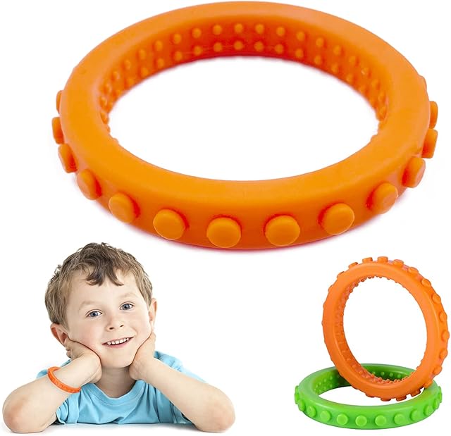 Sensory Chew Bracelet Teether for Kids Toddlers, Silicone Teething Ring BPA Free Autism Chewing Toy for Baby Boy Girl with ADHD, Teething, Anxiety, Biting Needs, Oral Sensory Motor Aids
