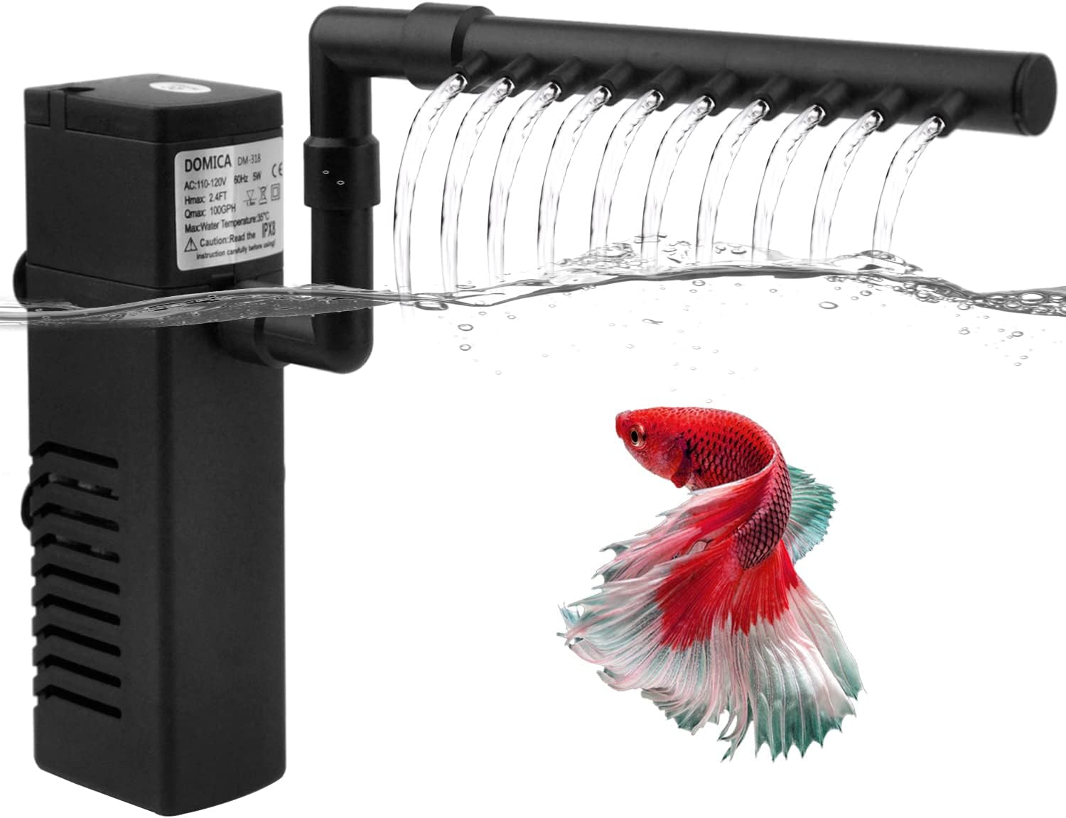Buy DOMICA Internal Aquarium Filter with Aeration System 100GPH 5W
