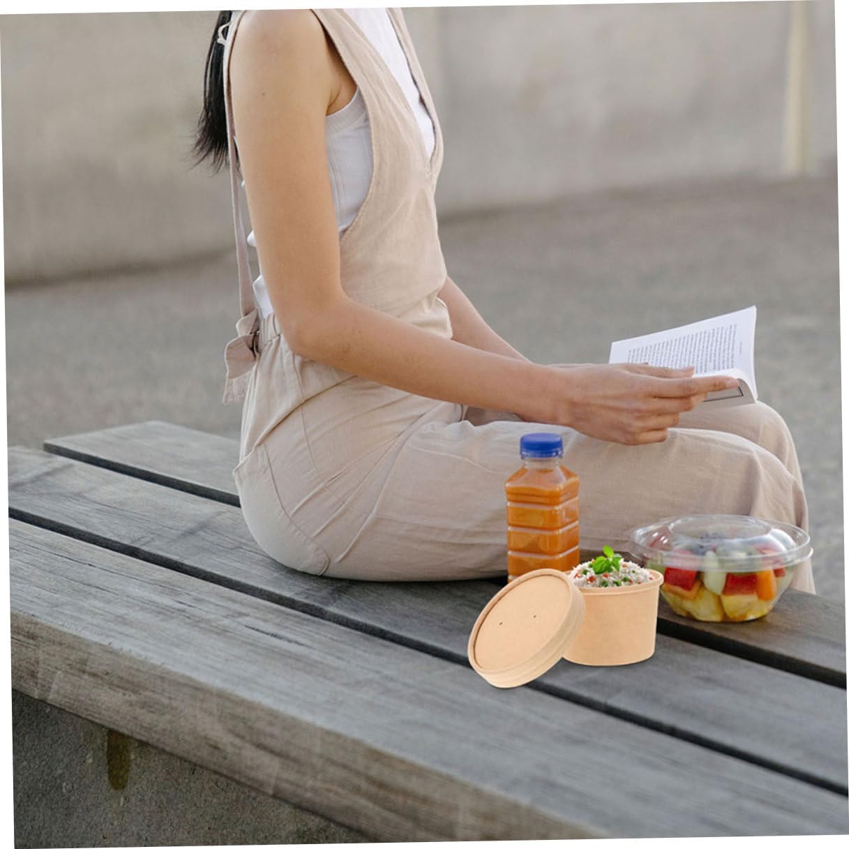 Disposable Ice Cream Cups with Lids, 50pcs 8oz Kraft Paper Bowls for Dessert, Soup, and Pudding, Thickened Food-grade Paper Containers for Takeout and Homemade Snacks