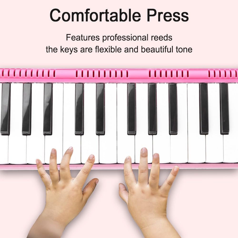 32 Key Melodica Instrument With Mouthpiece Air Piano Keyboard (Pink
