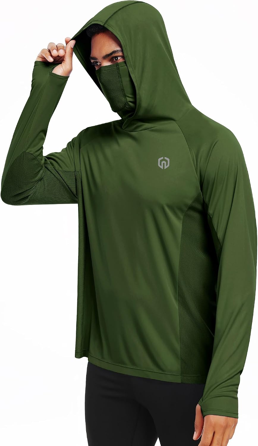 NELEUS UPF 50+ Sun Shirt for Men's Fishing Long Sleeve Hooded Rash Guard Hiking Bike Hoodie