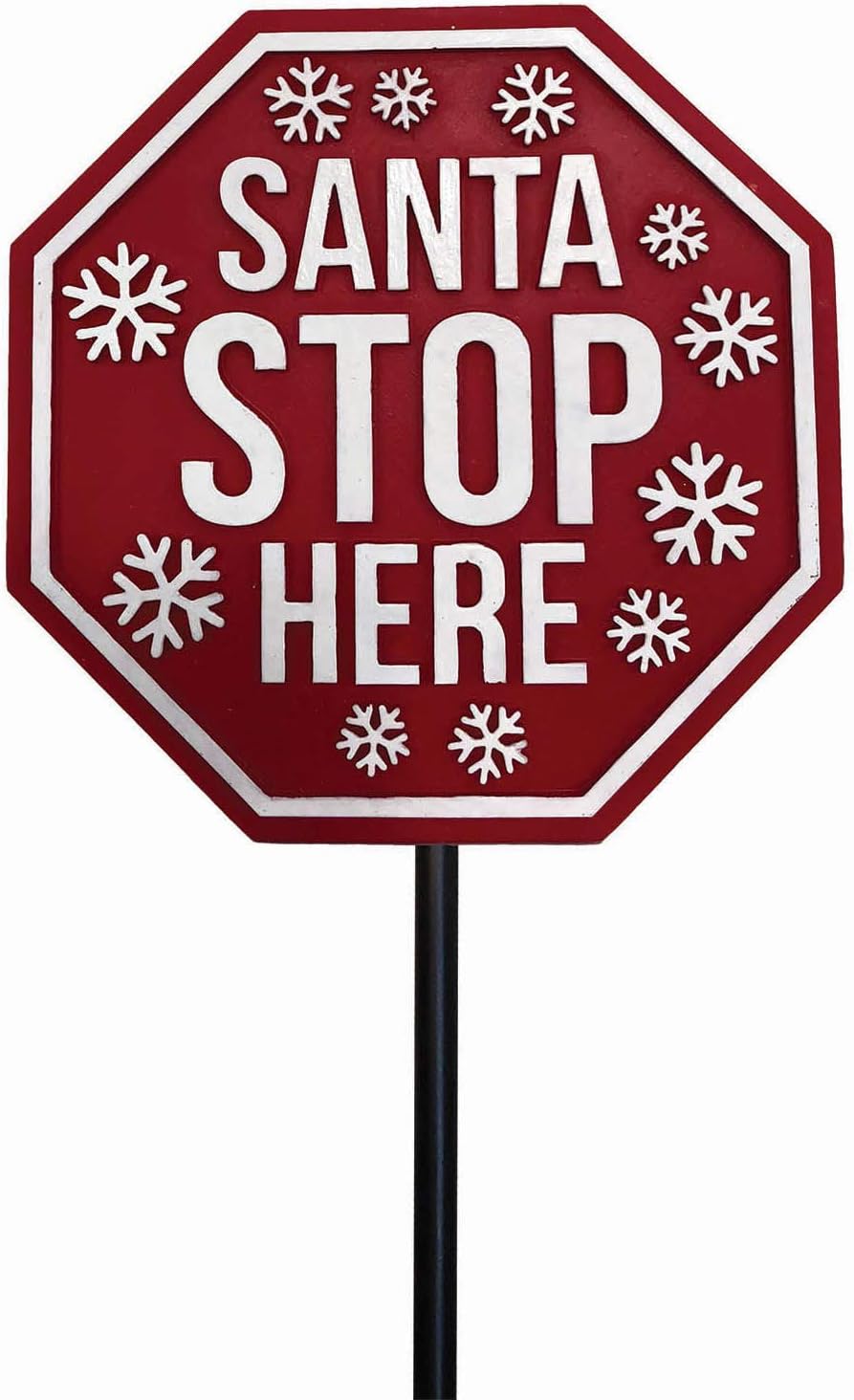 Spoontiques - Santa Stop Here Garden Stake - Garden Décor - Decorative Stake for Lawn and Yard - Multicolored