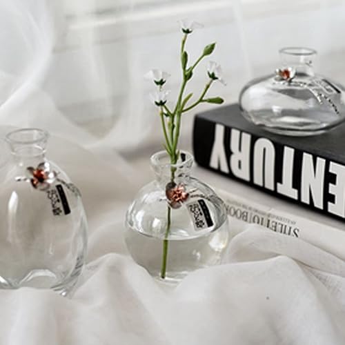 Miniatura 2 de Small Vases for Centerpieces Glass Esmiome - Clear 2sets(6Pcs) Bud Vases, Short Minimalist Vase Clear Modern Flower Vase Mini Tiny Vases Cute