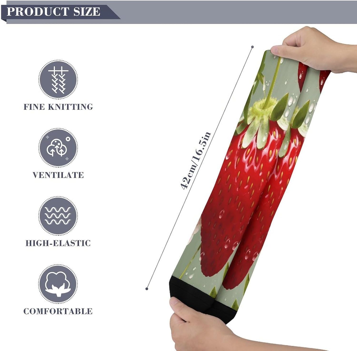 Lovely Strawberry Compression Sock Circulation Support Socks Lightweight Knee High Tube Sock Over-The-Calf Sock for Adult