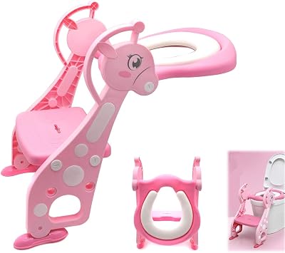 SMT- Giffgaff Potty Training Toilet Ladder Seat With Upgraded Cushion Step Stool Ladder Toilet Chair/Toilet Trainer for Baby Toddler Kids Children In Pink [P/N ET-BABY001-PINK STEP]