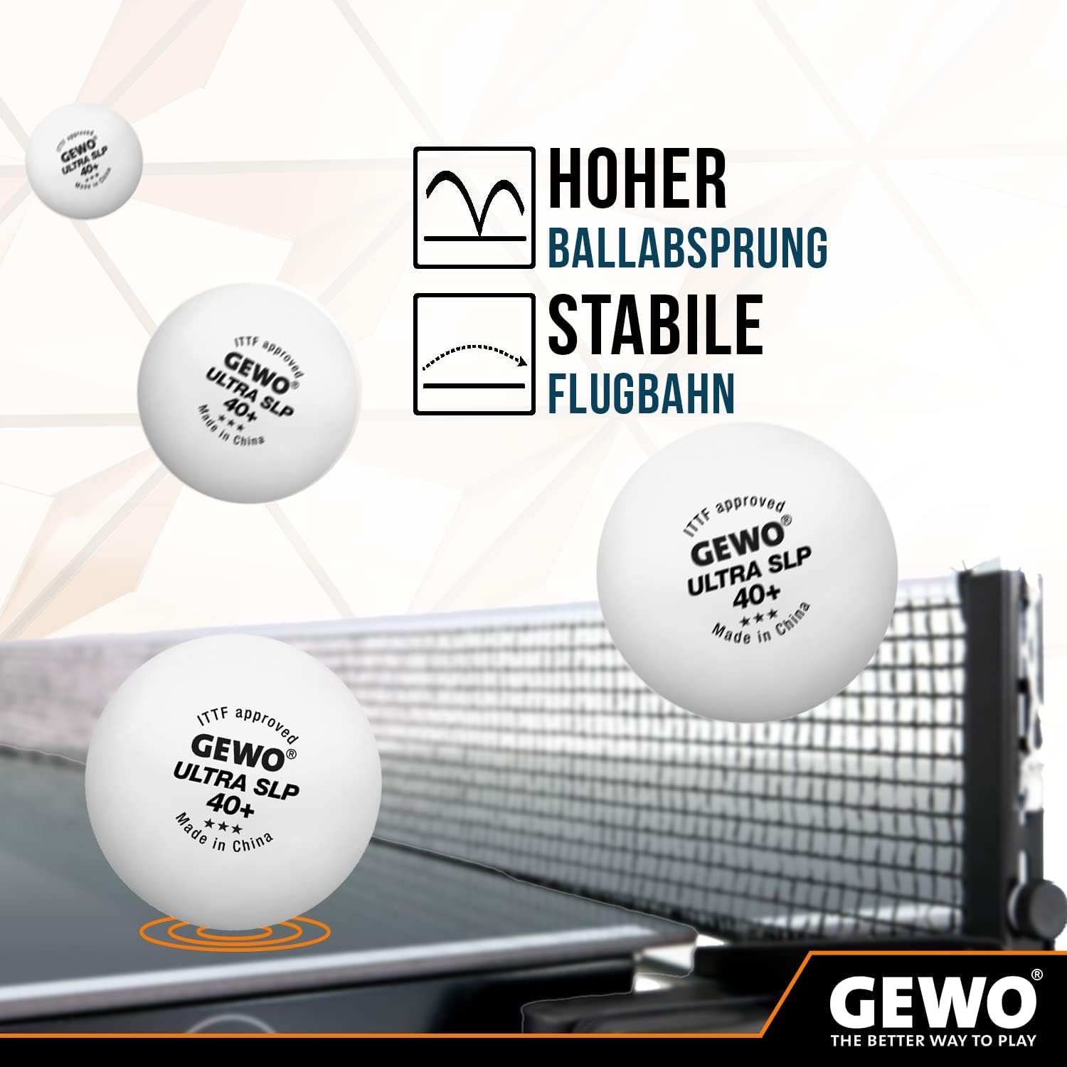 GEWO Ball Ultra SLP 6 szt. bez szwów/maksymalna okrągła piłka do tenisa stołowego, biała, 40