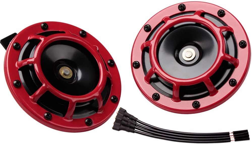 FARBIN Car Horn for Chevrolet Series,12V High Tone/Low Tone Metal Twin Horns with 2Pcs Horn Adapter Harness