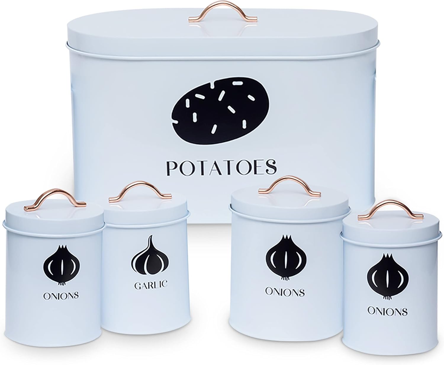 Potato and Onion Storage Canisters Premium Metal Potato and Onion Storage Bin