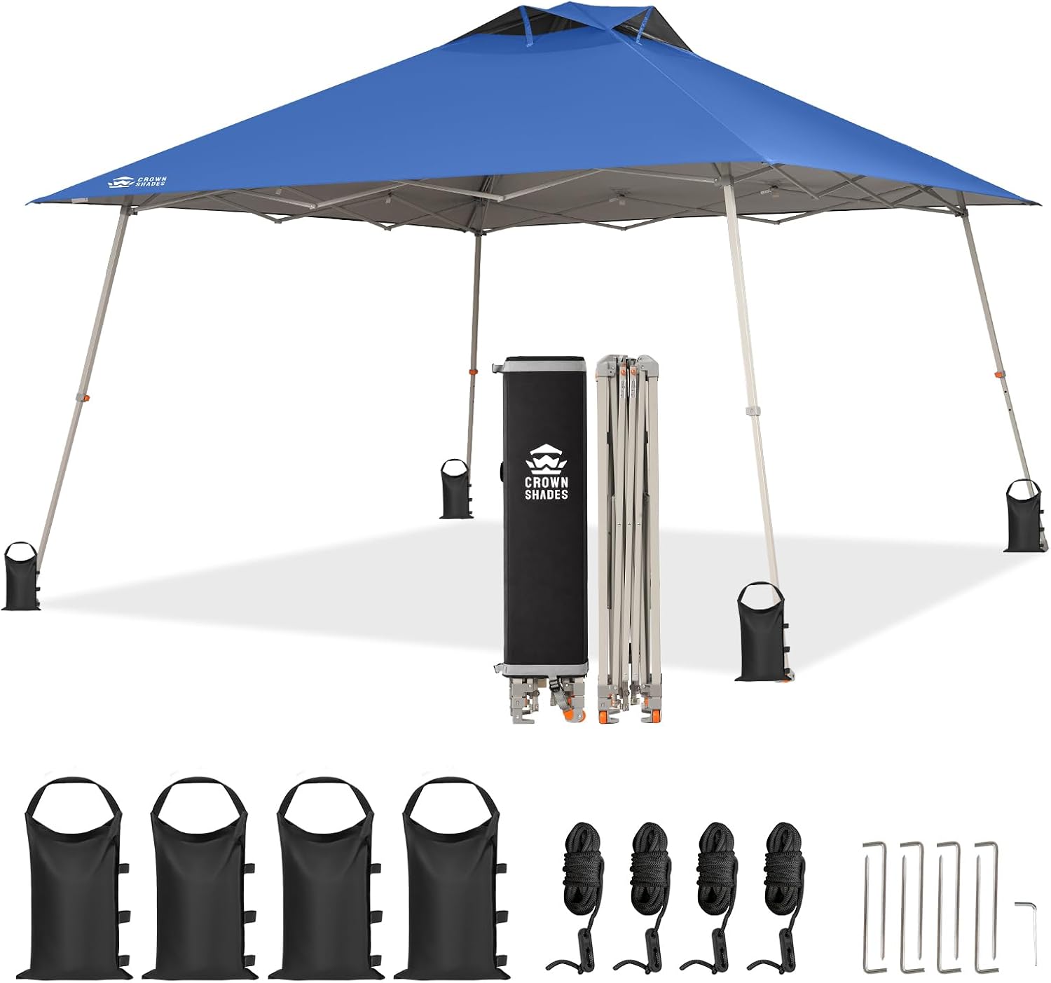 CROWN SHADES 12x12 Slant Legs Pop Up Canopy Tent, Outdoor Canopy, Blue