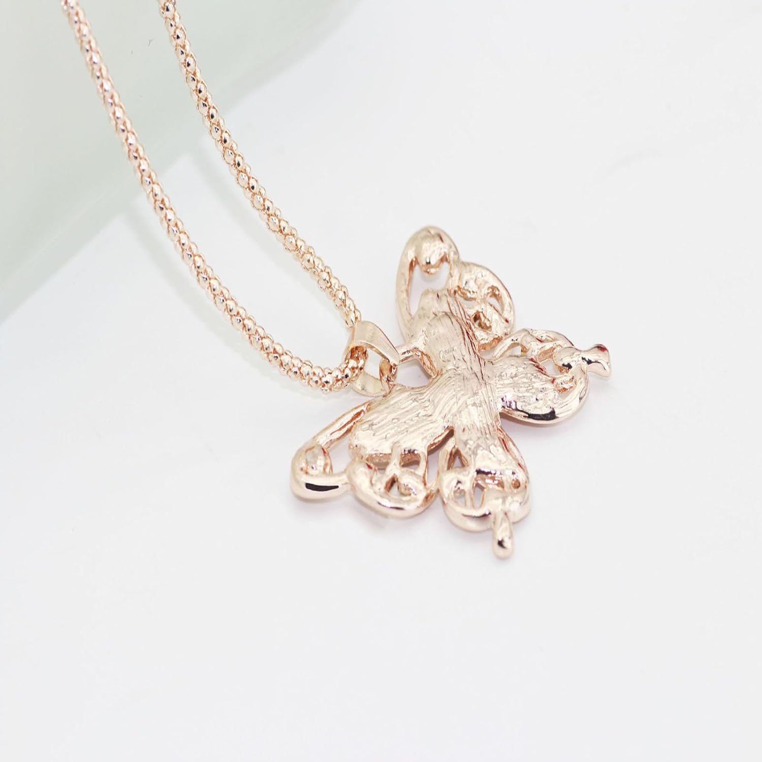 Hollow Butterfly Pendant Necklace for Women Rhinestone Butterfly Necklace Rose Gold Butterfly Pendant Sweater Chain - Image 6