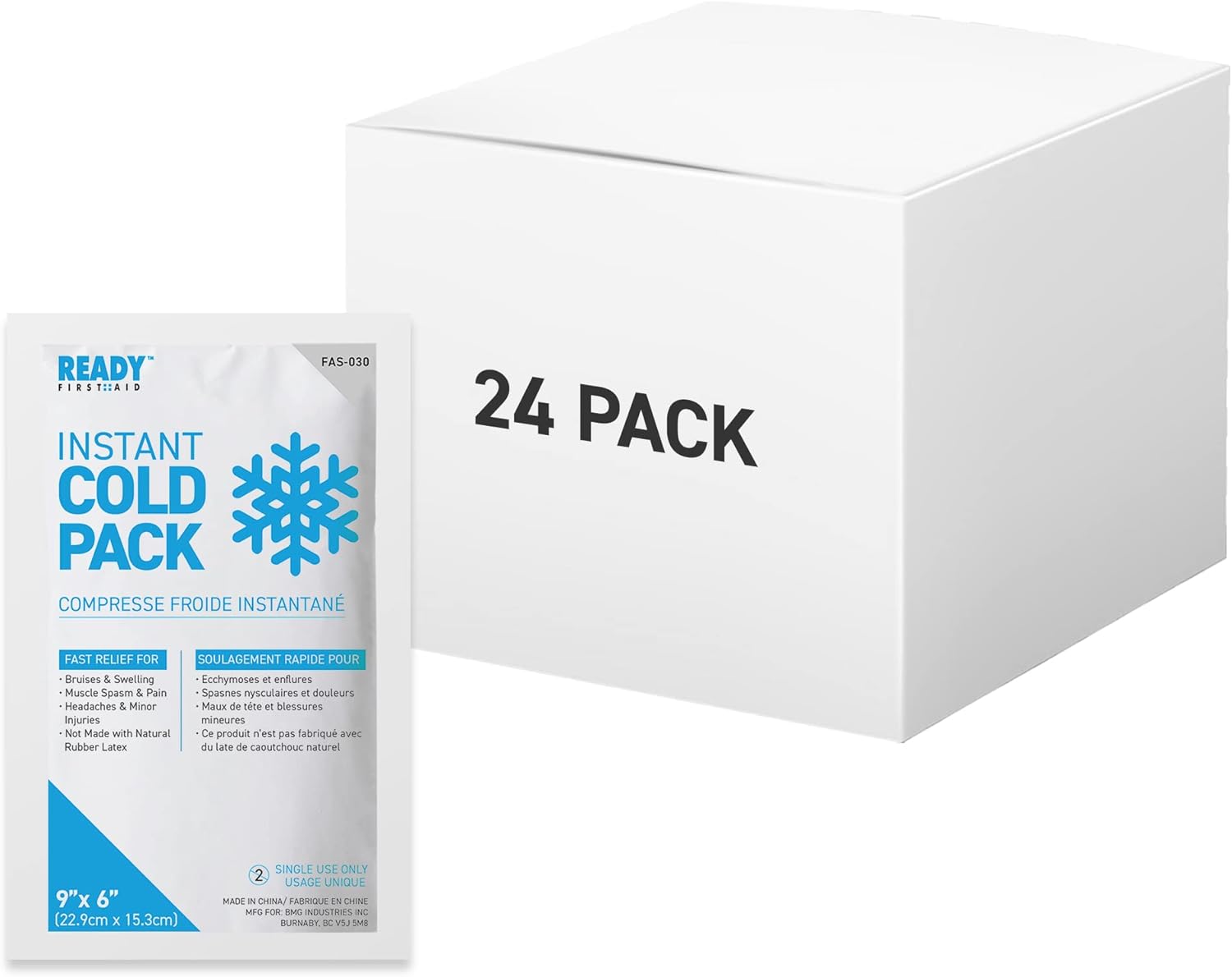 Instant Cold Pack, XL Ice Packs (9" x 6") Ready First Aid, Provides