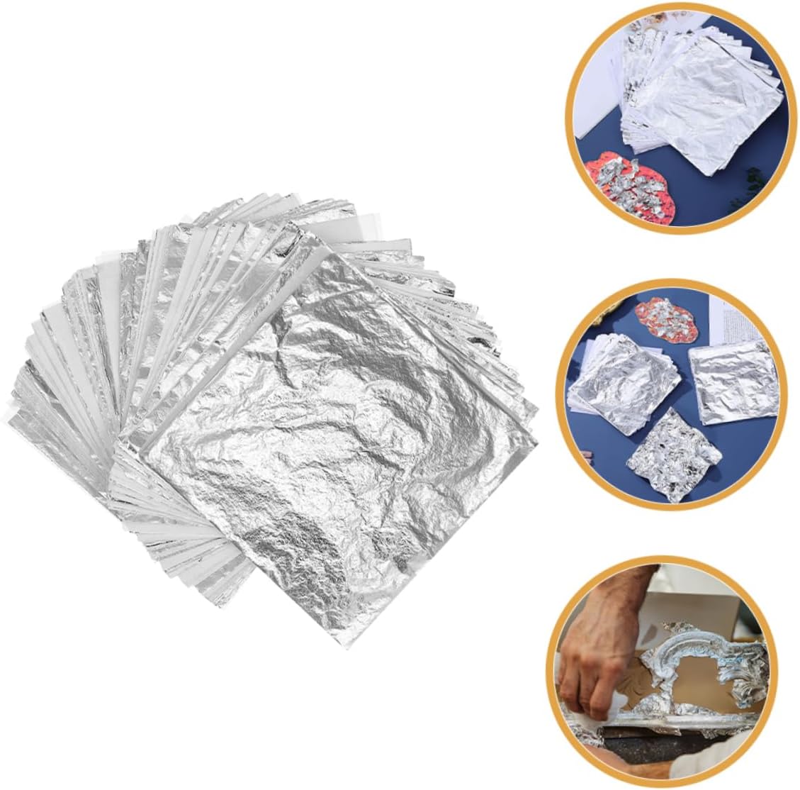 VILLFUL 150pcs Silver Foil Sheets for Crafting Decorative Arts and Projects Tear-Resistant Metallic Foil for Home Decoration and Furniture