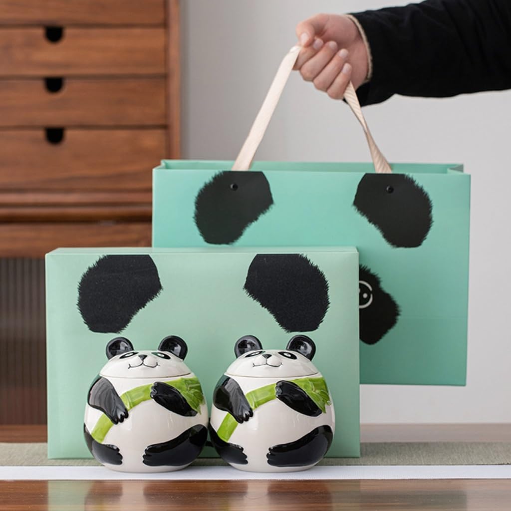 LYGSWDB Puszka na herbatę Panda, kreatywna puszka na herbatę, zamknięta, odporna na wilgoć puszka ceramiczna, puszka do przechowywania herbaty Pojemnik na herbatę