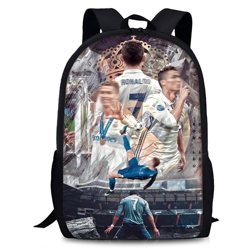 Football Zaino Bambino, Borsa delle Stelle del Calcio, Zaino Per Bambini, 3D Stampato Cartone Animato Zainetti, Adatta ai Tifosi di Calcio e ai Ragazzi (40 * 30 * 13cm)