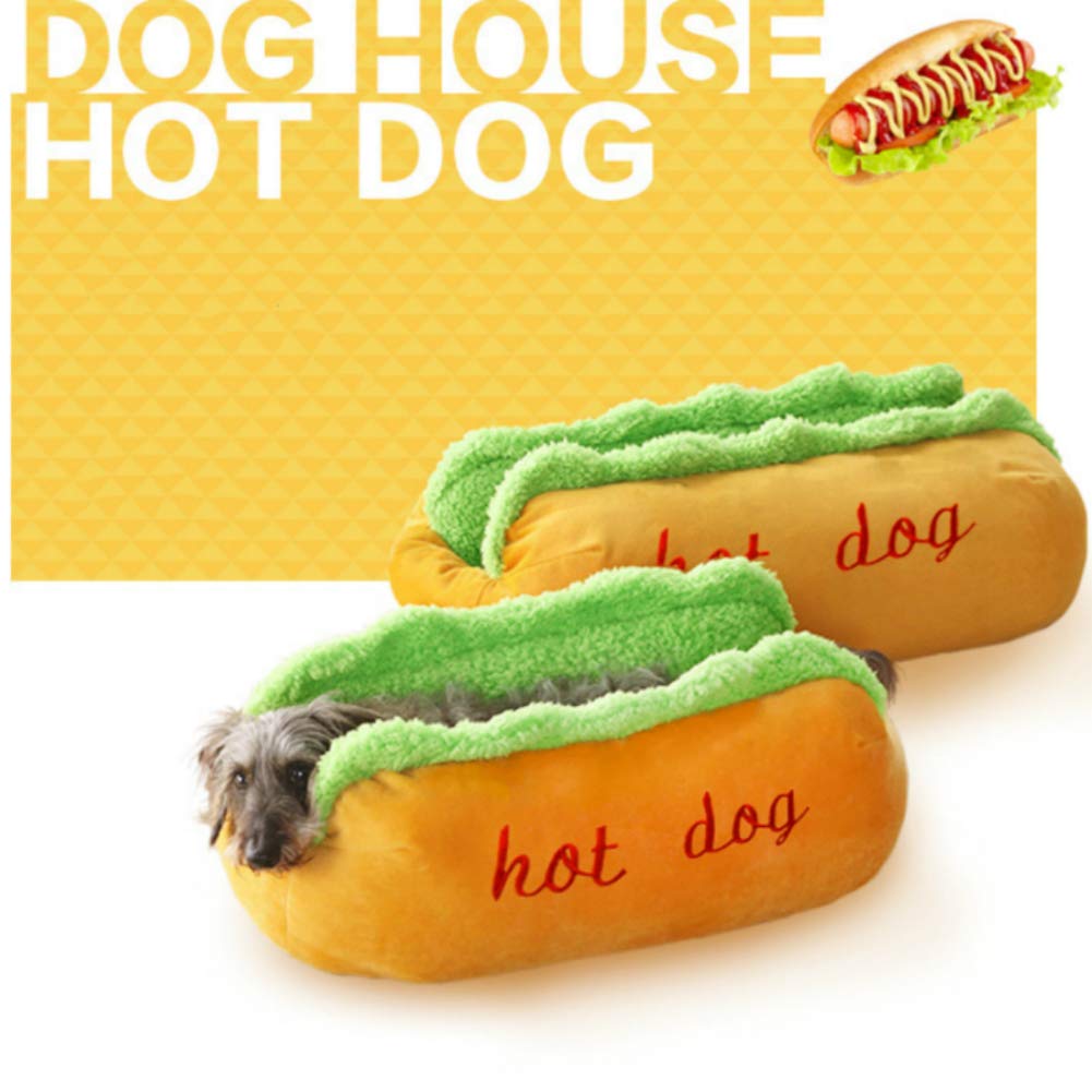 Lit pour chien hot dog 60x50cm canapé lavable et douillet pour chiot et chaton