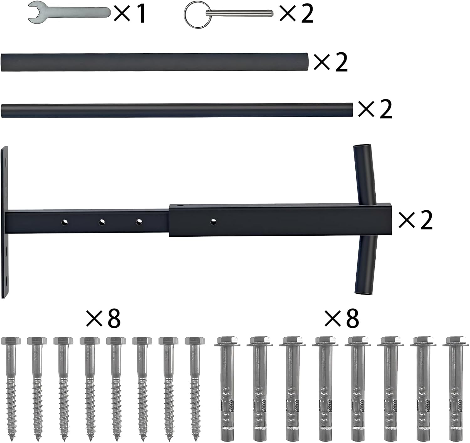 Double Kayak/Ladder Ceiling Storage Rack, 10"-18" Adjustable Ceiling Rack, 30" Bar Length Holds 200 lbs Ideal for Kayak, Ladder, Surfboard, Snow boar Overhead Hanger (Double Side)