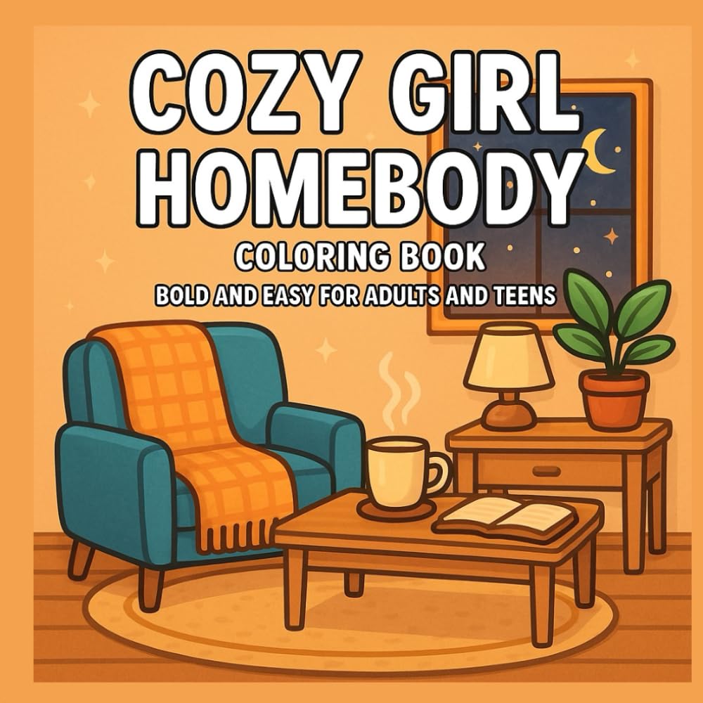 Cozy Girl Homebody: Coloring Book Bold and Easy for Adults and Teens