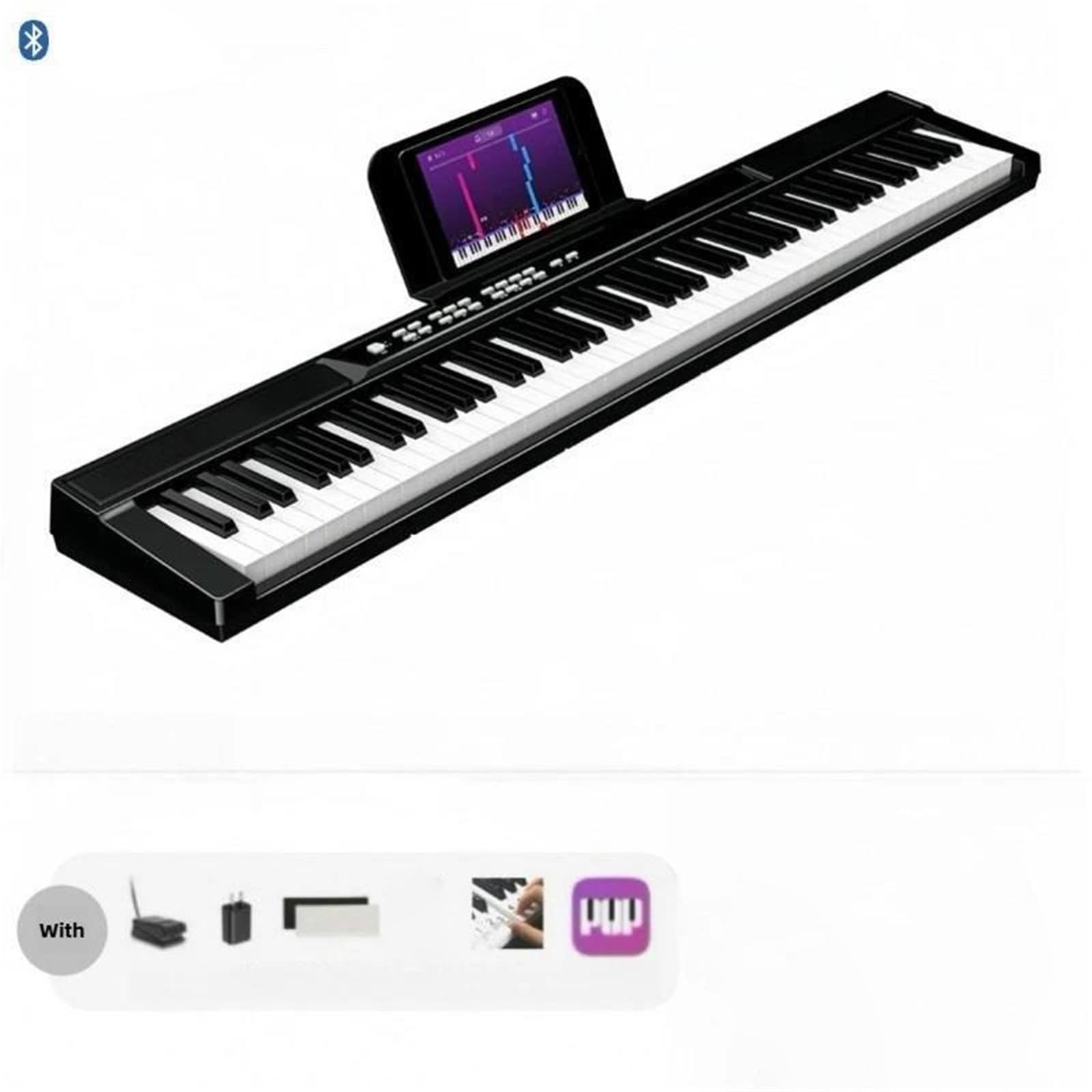 Organo Elettronico Portatile Per Principianti Strumento A Tastiera Da 88 Tasti Per Adulti(Black)