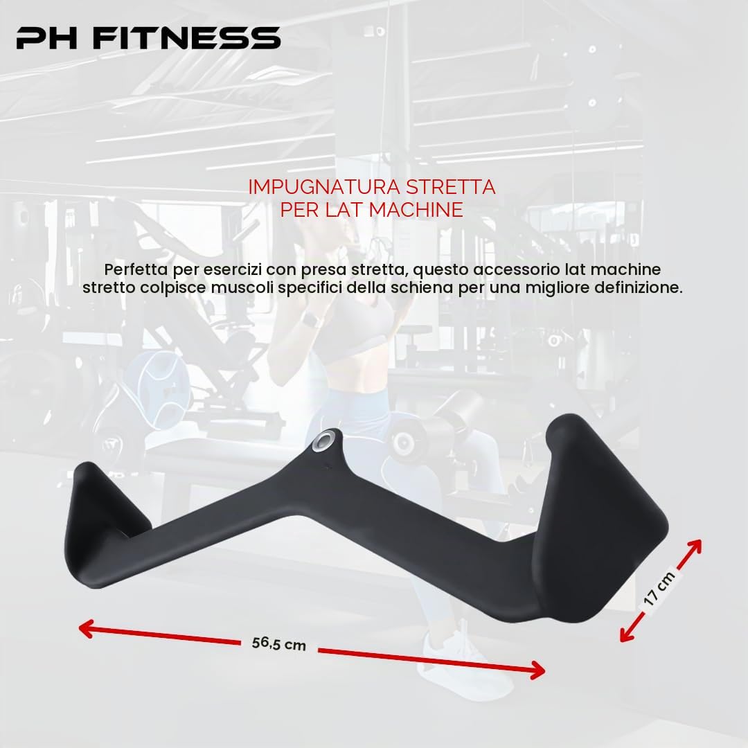 PH Fitness Set Multi Grip [5 Maniglie] – Maniglie Versatili per Lat Pulley e Rematori – Barra Fitness Regolabile con Antiscivolo in Schiuma – Ideale per Home Gym e Allenamento Forza
